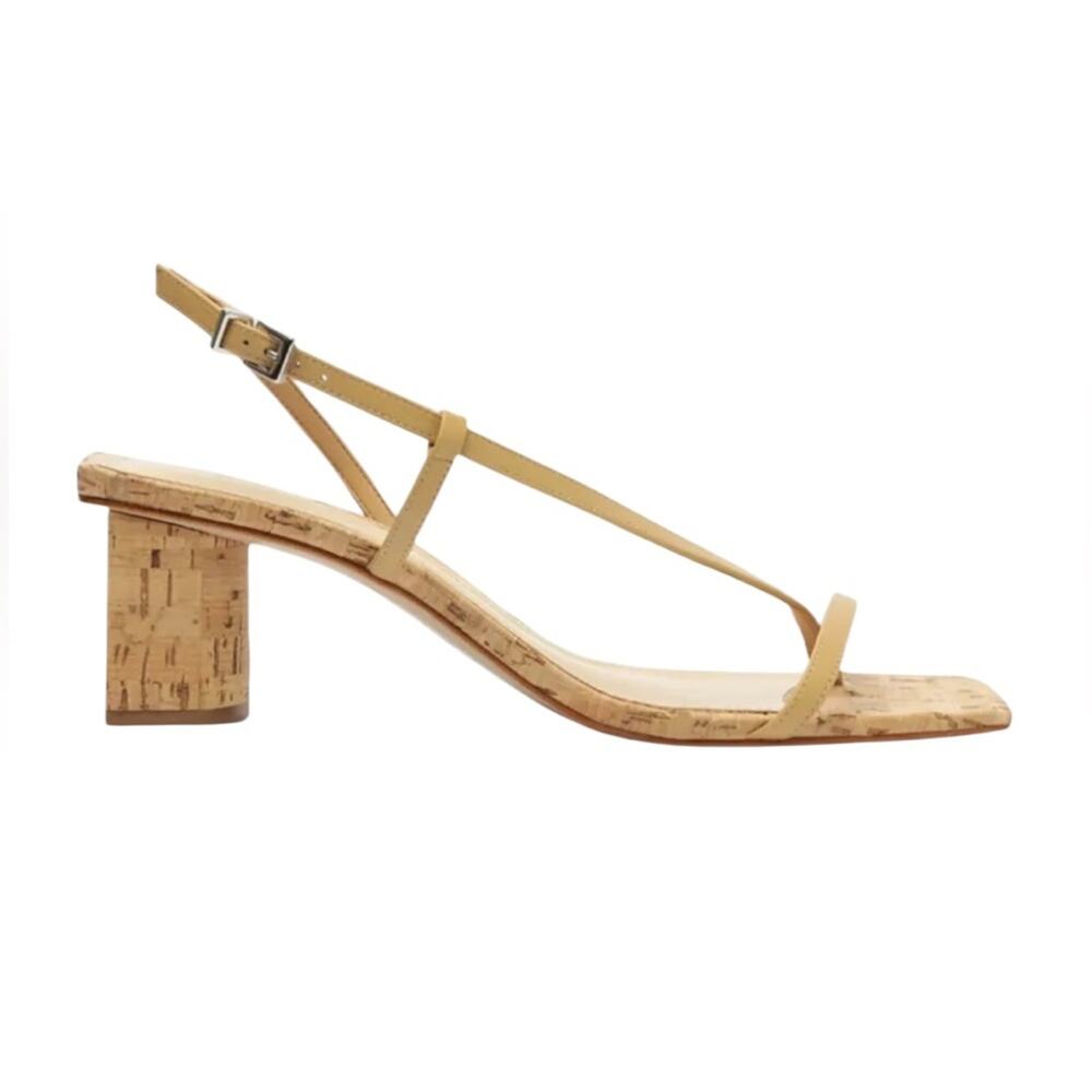 Schutz Heloise Mid Cork Thong Slingback Beige Sandals - 9.5B